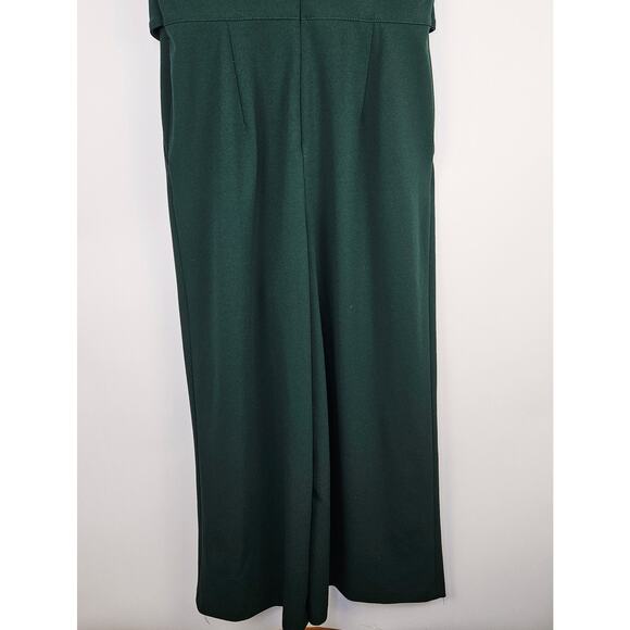 Calvin Klein Emerald Green Sleeveless Wide Leg Belted Jumpsuit Cropped Size 10 - Picture 6 of 14